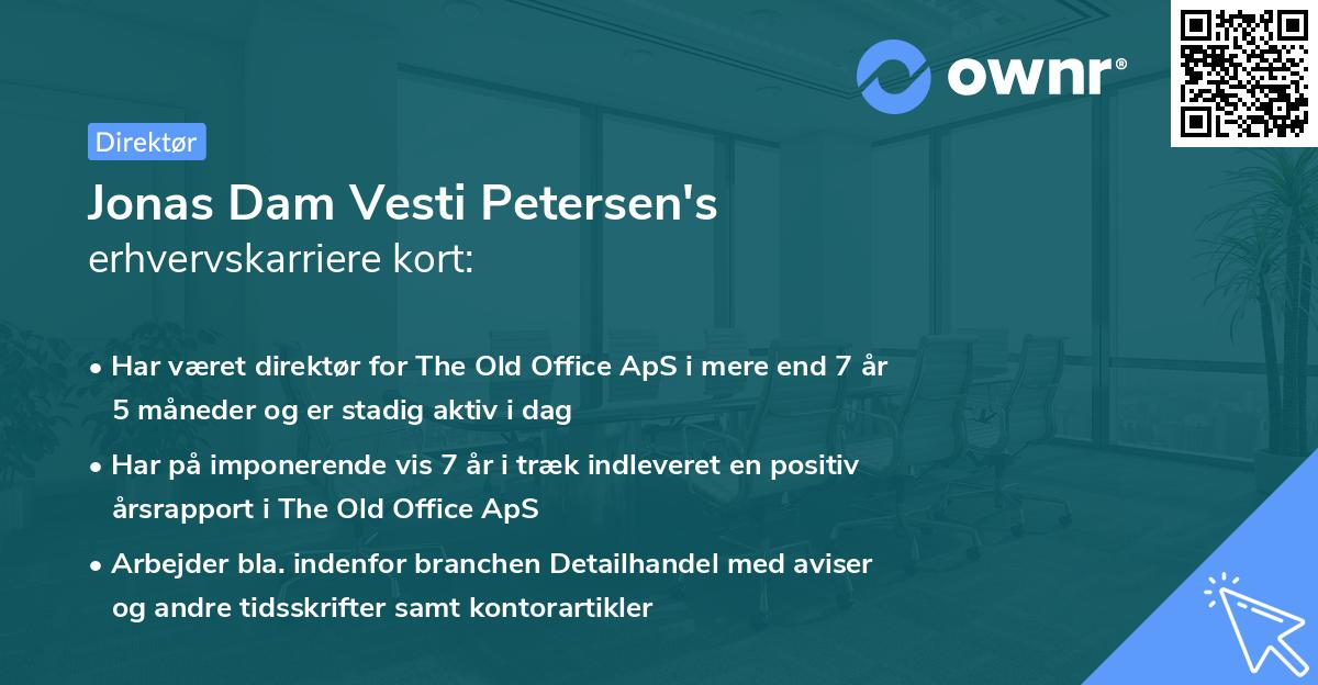 Jonas Dam Vesti Petersen's erhvervskarriere kort