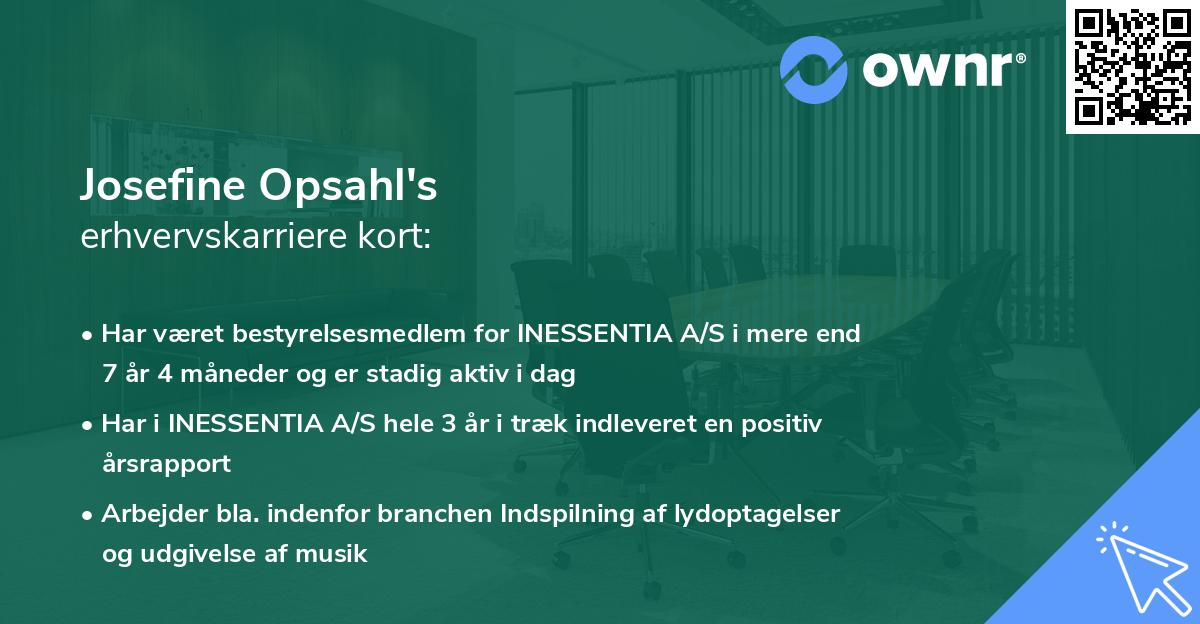 Josefine Opsahl's erhvervskarriere kort