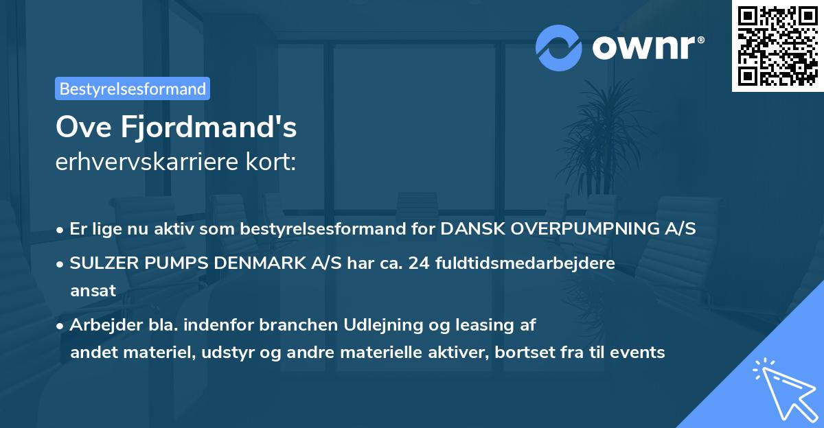 Ove Fjordmand's erhvervskarriere kort
