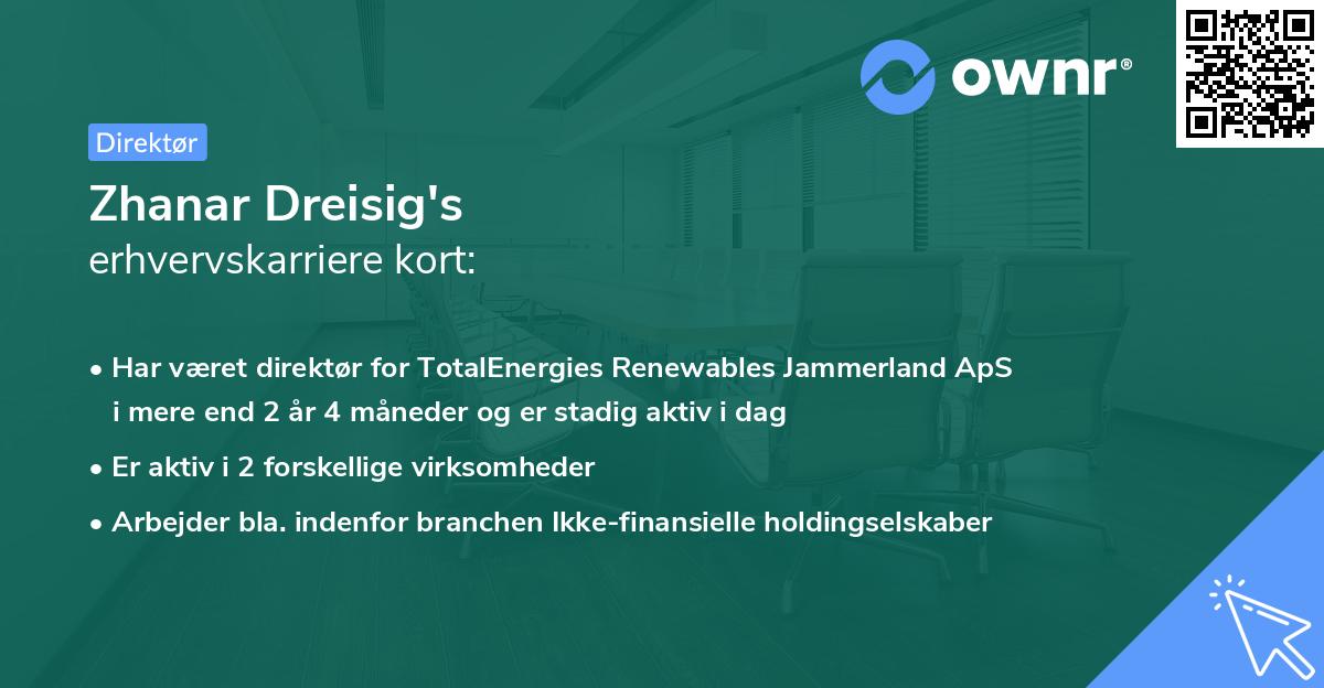Zhanar Dreisig's erhvervskarriere kort