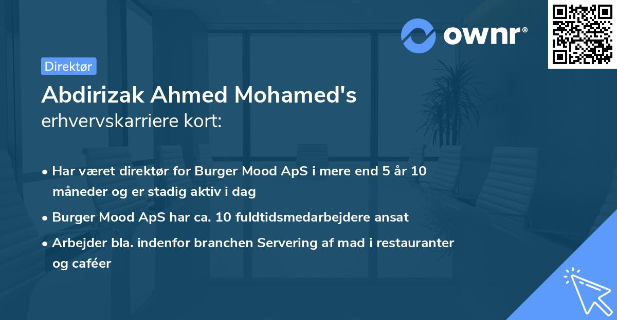 Abdirizak Ahmed Mohamed's erhvervskarriere kort