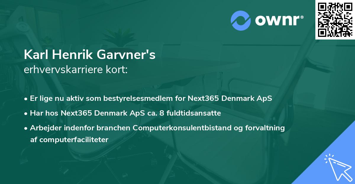 Karl Henrik Garvner's erhvervskarriere kort