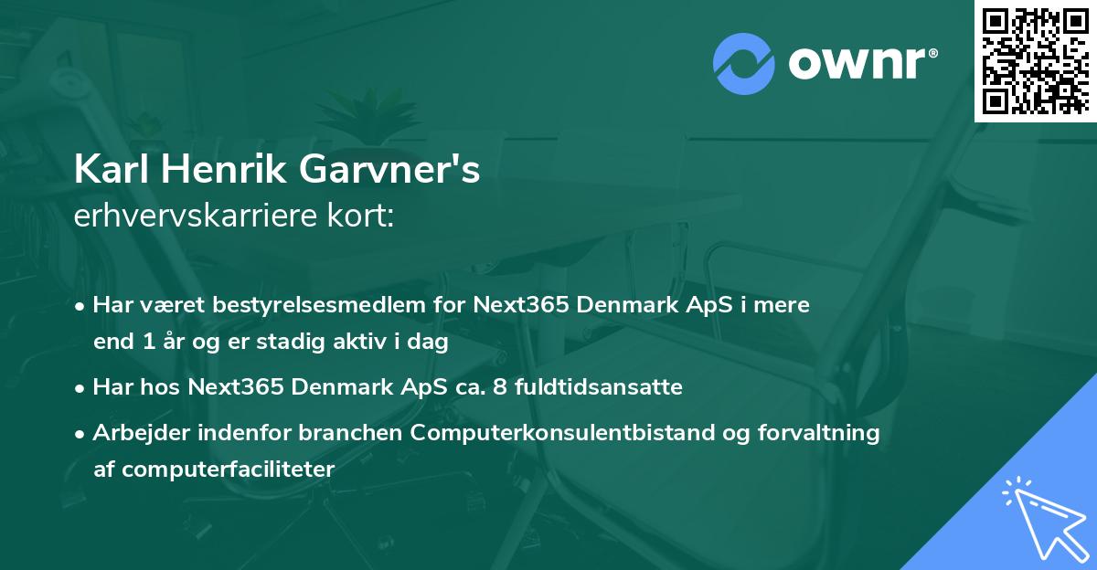Karl Henrik Garvner's erhvervskarriere kort