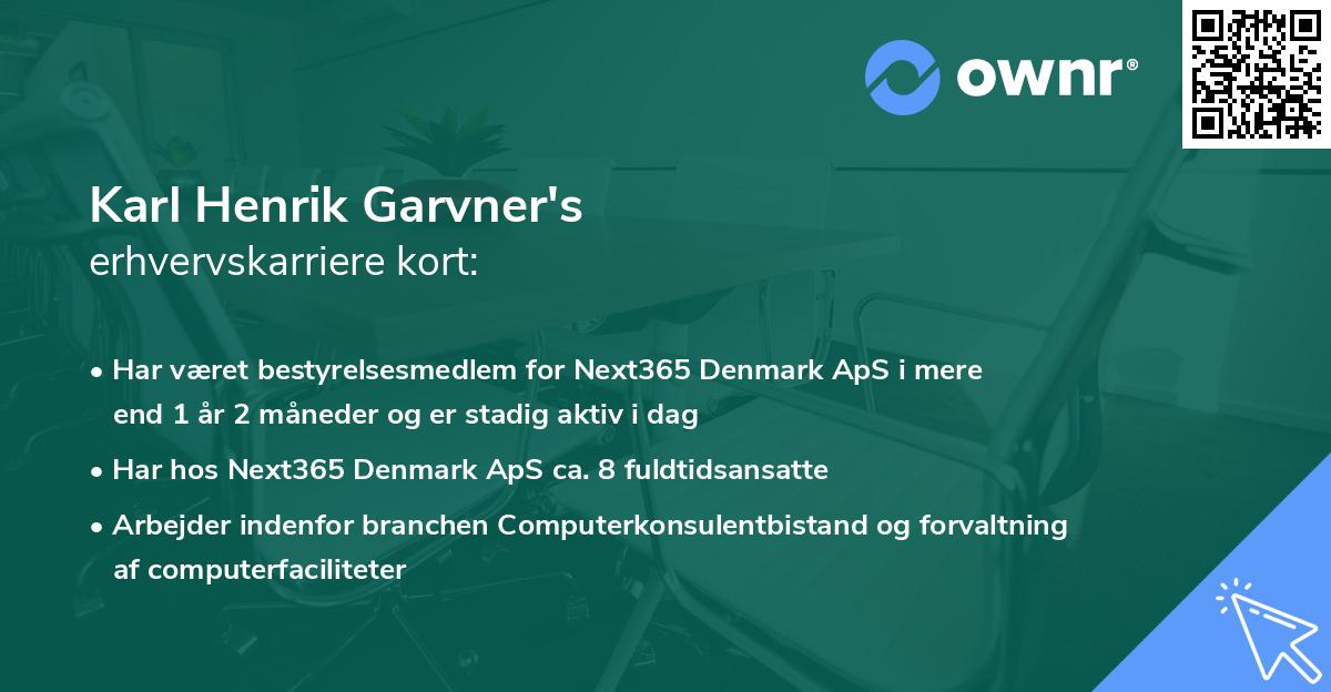Karl Henrik Garvner's erhvervskarriere kort