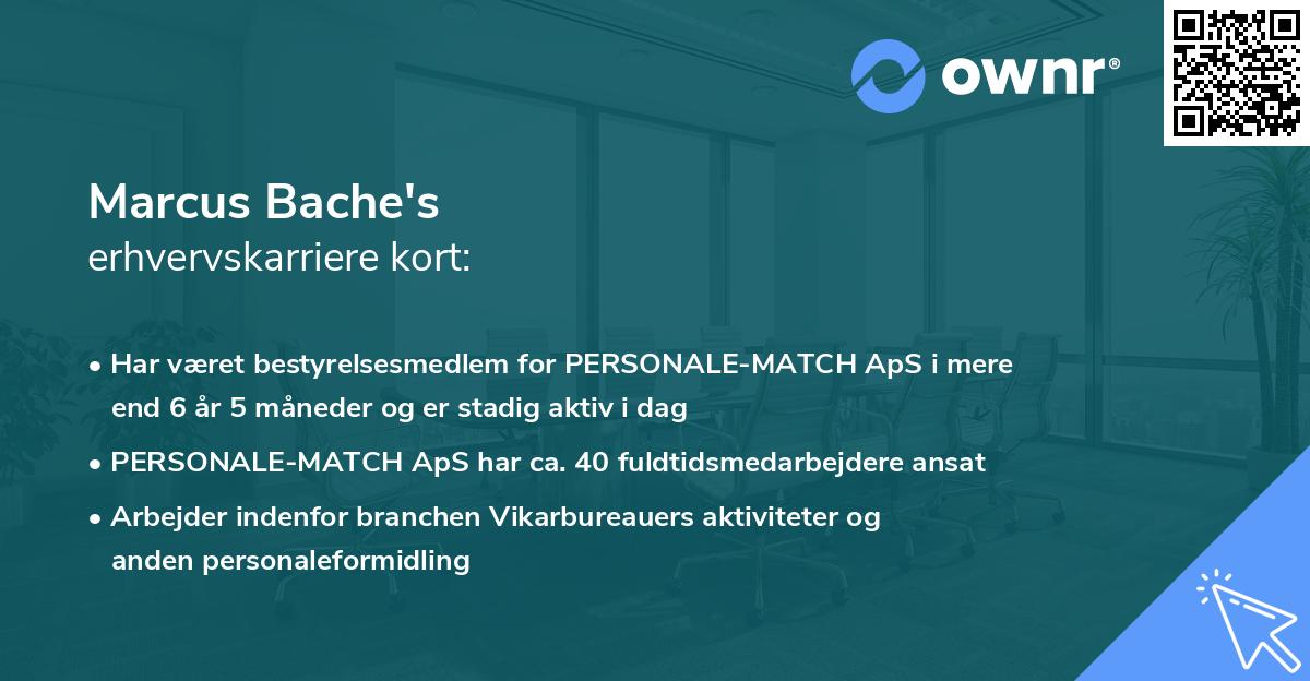 Marcus Bache's erhvervskarriere kort