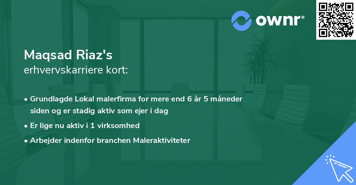 Maqsad Riaz's erhvervskarriere kort