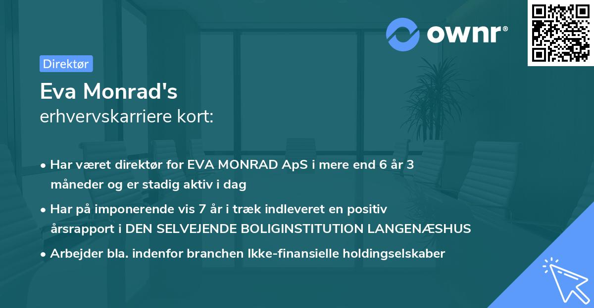 Eva Monrad's erhvervskarriere kort