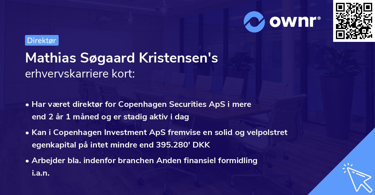 Mathias Søgaard Kristensen's erhvervskarriere kort
