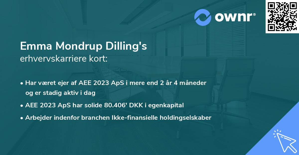 Emma Mondrup Dilling's erhvervskarriere kort