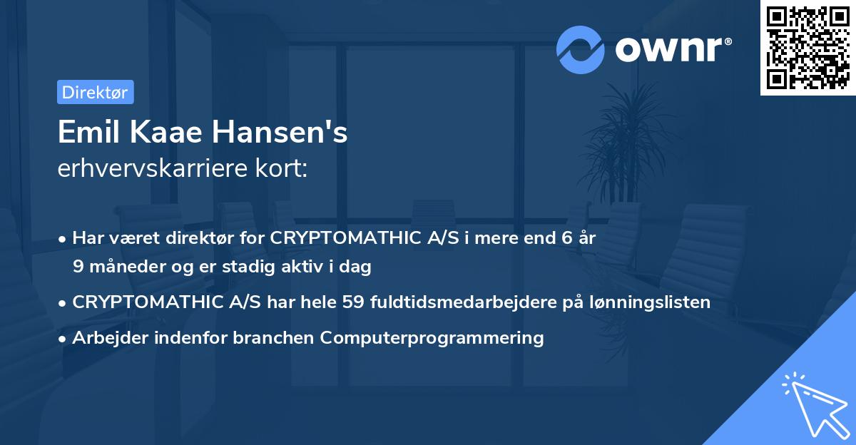Emil Kaae Hansen's erhvervskarriere kort