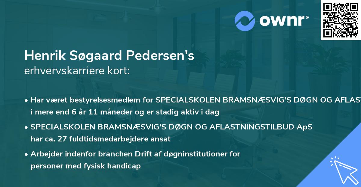 Henrik Søgaard Pedersen's erhvervskarriere kort