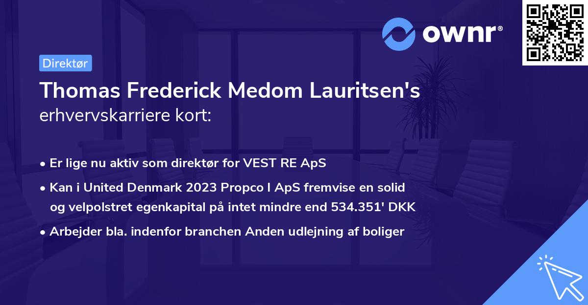 Thomas Frederick Medom Lauritsen's erhvervskarriere kort
