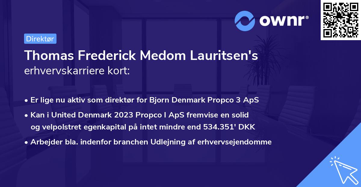 Thomas Frederick Medom Lauritsen's erhvervskarriere kort
