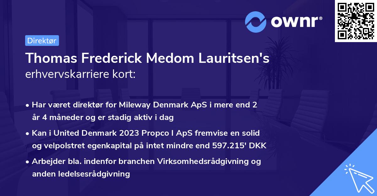 Thomas Frederick Medom Lauritsen's erhvervskarriere kort