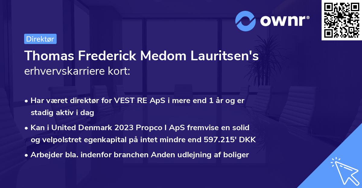 Thomas Frederick Medom Lauritsen's erhvervskarriere kort