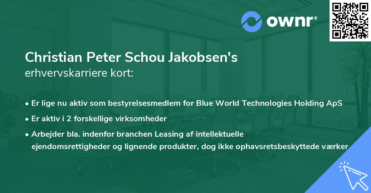 Christian Peter Schou Jakobsen's erhvervskarriere kort