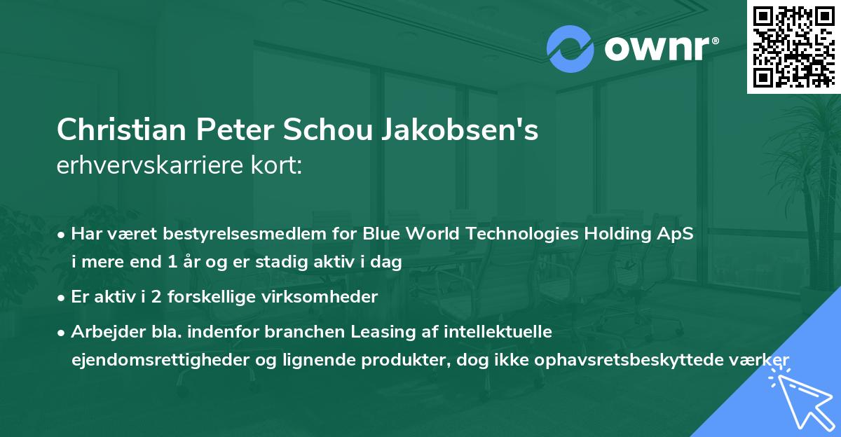 Christian Peter Schou Jakobsen's erhvervskarriere kort