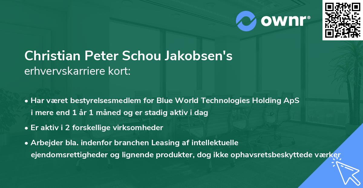 Christian Peter Schou Jakobsen's erhvervskarriere kort