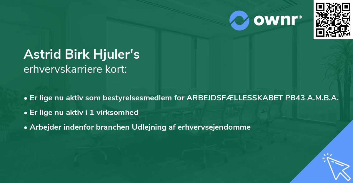 Astrid Birk Hjuler's erhvervskarriere kort