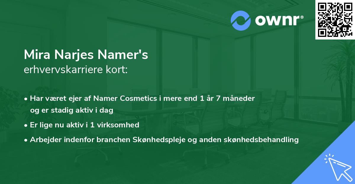 Mira Narjes Namer's erhvervskarriere kort
