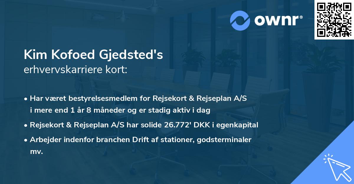 Kim Kofoed Gjedsted's erhvervskarriere kort
