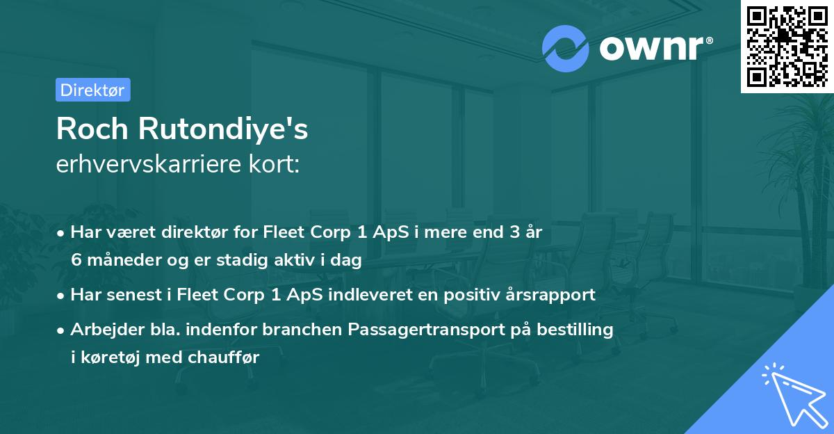 Roch Rutondiye's erhvervskarriere kort