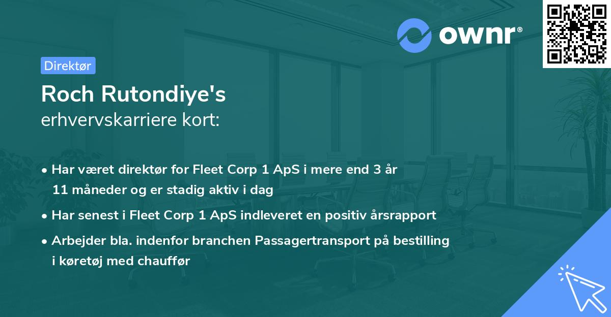 Roch Rutondiye's erhvervskarriere kort