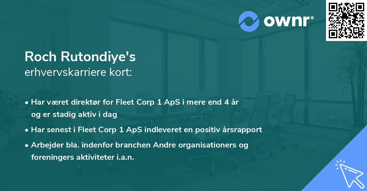 Roch Rutondiye's erhvervskarriere kort