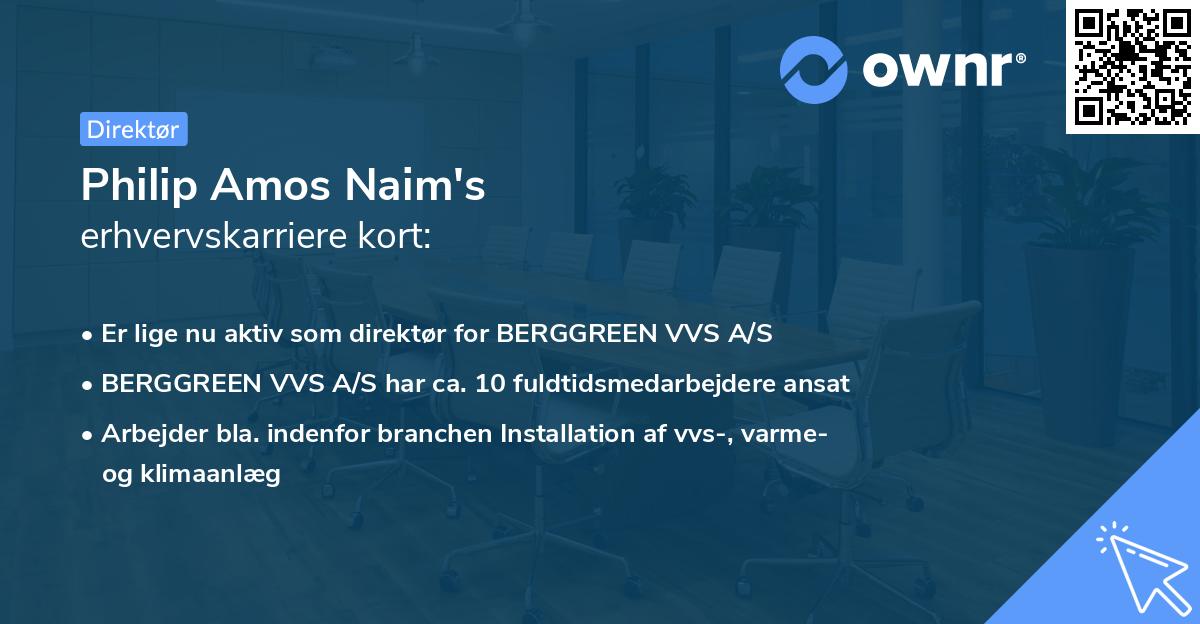 Philip Amos Naim's erhvervskarriere kort