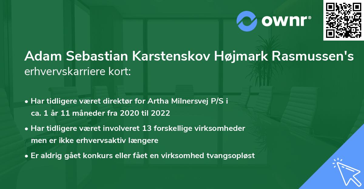 Adam Sebastian Karstenskov Højmark Rasmussen's erhvervskarriere kort