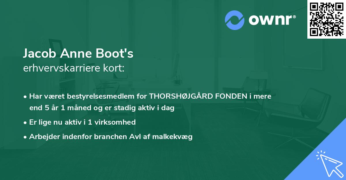 Jacob Anne Boot's erhvervskarriere kort