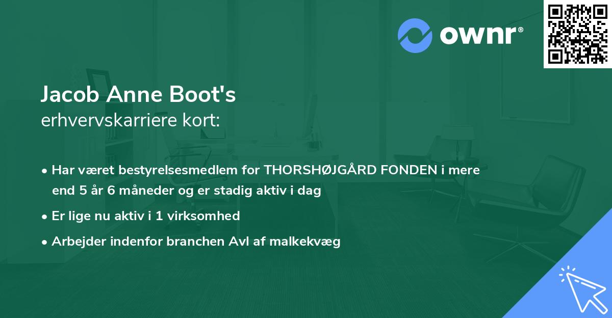 Jacob Anne Boot's erhvervskarriere kort