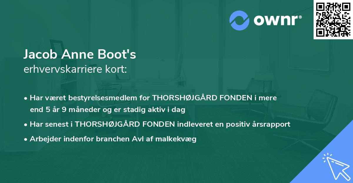 Jacob Anne Boot's erhvervskarriere kort