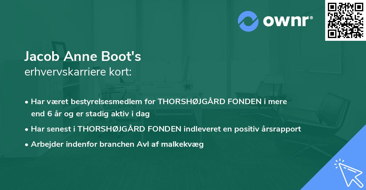 Jacob Anne Boot's erhvervskarriere kort