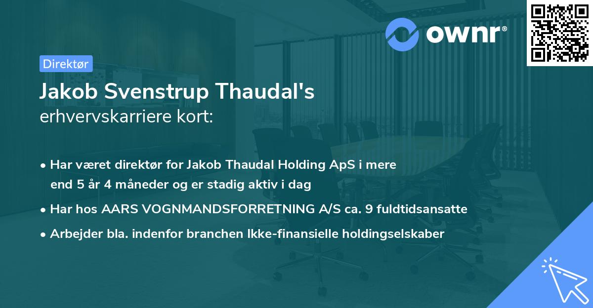 Jakob Svenstrup Thaudal's erhvervskarriere kort