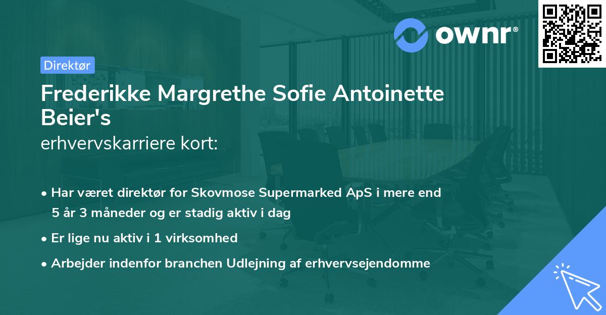 Frederikke Margrethe Sofie Antoinette Beier's erhvervskarriere kort