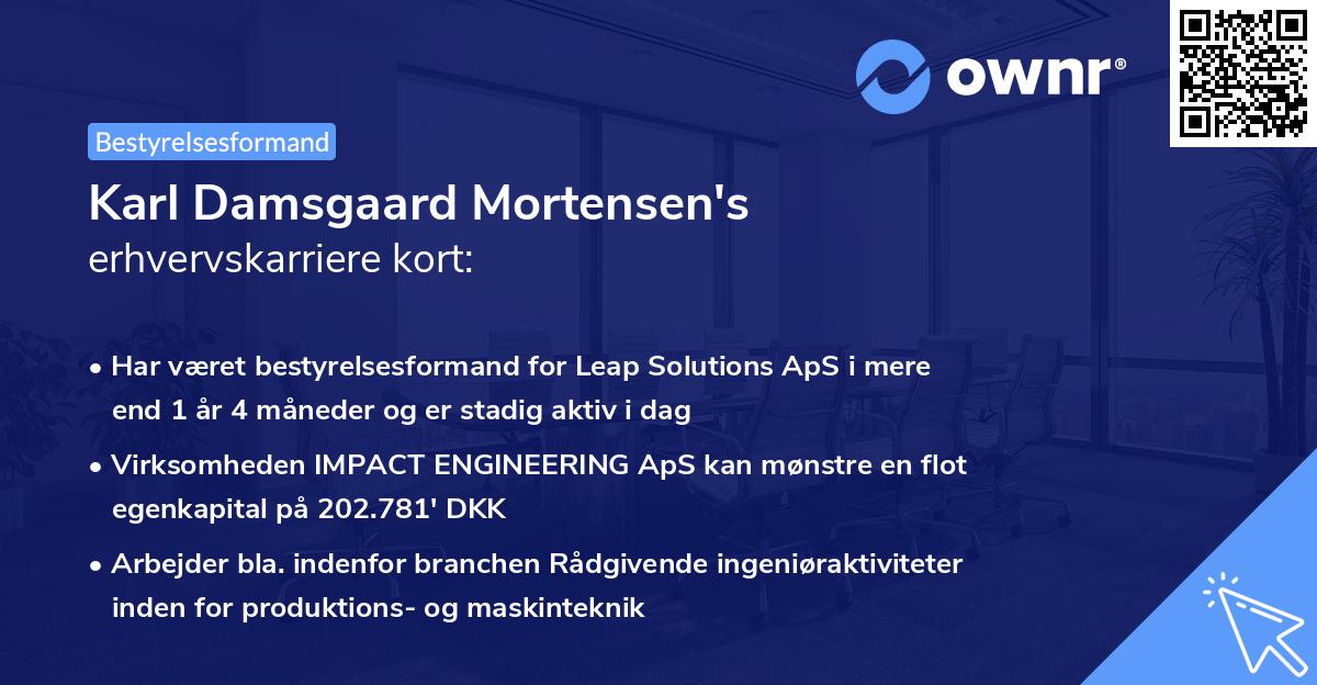 Karl Damsgaard Mortensen's erhvervskarriere kort
