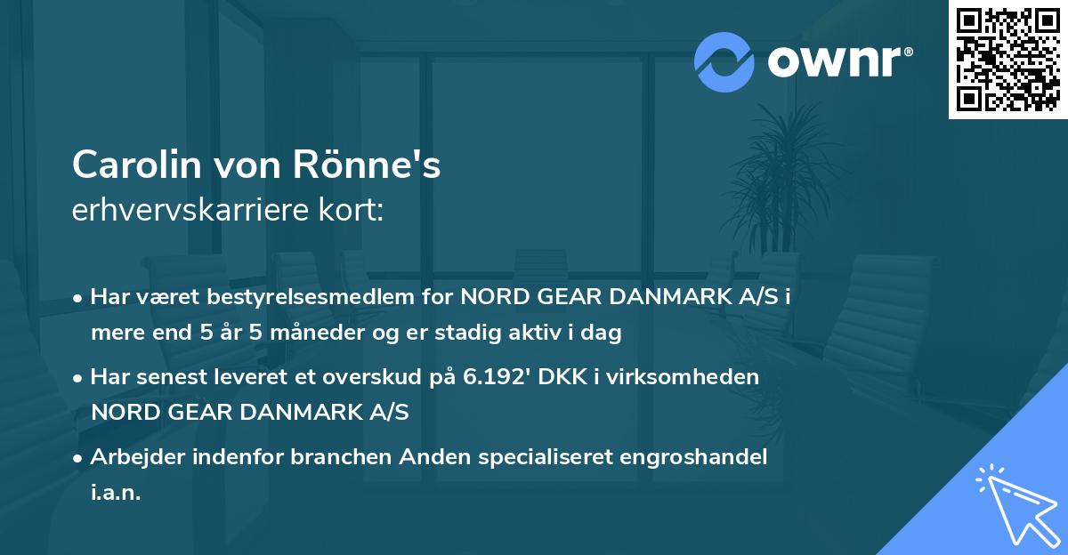 Carolin von Rönne's erhvervskarriere kort