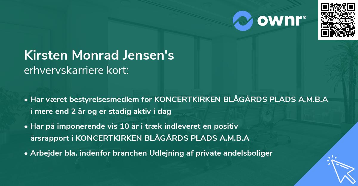 Kirsten Monrad Jensen's erhvervskarriere kort