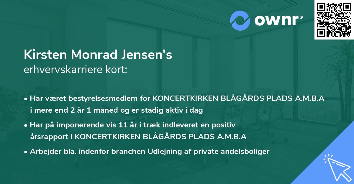 Kirsten Monrad Jensen's erhvervskarriere kort