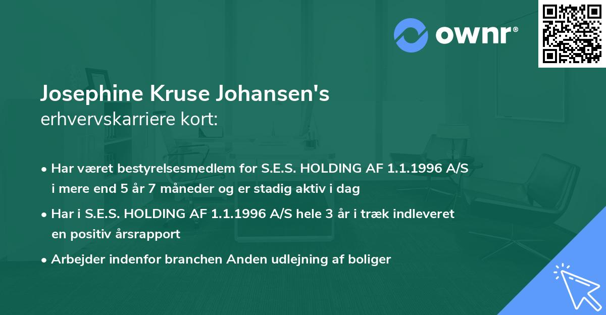 Josephine Kruse Johansen's erhvervskarriere kort