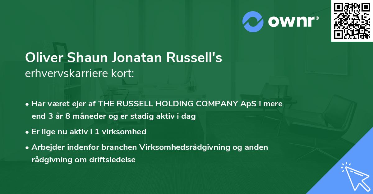 Oliver Shaun Jonatan Russell's erhvervskarriere kort