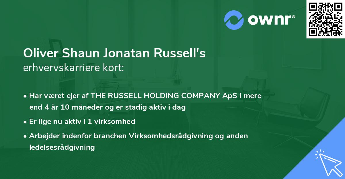 Oliver Shaun Jonatan Russell's erhvervskarriere kort