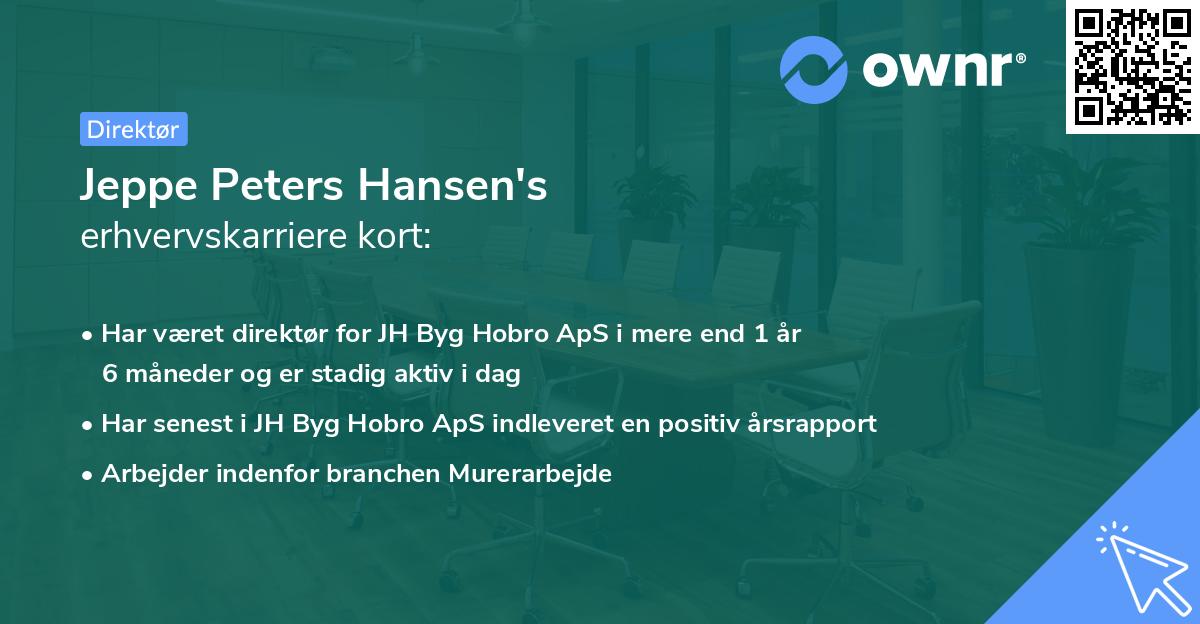 Jeppe Peters Hansen's erhvervskarriere kort