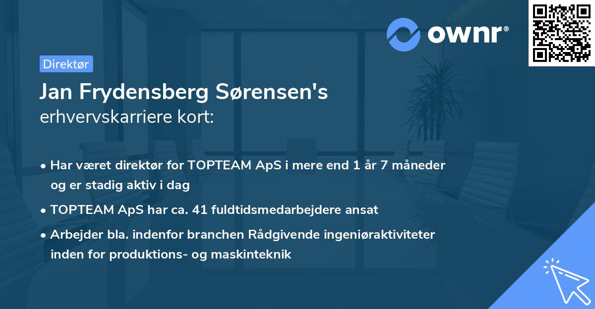 Jan Frydensberg Sørensen's erhvervskarriere kort