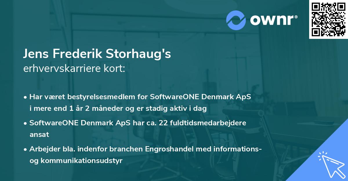 Jens Frederik Storhaug's erhvervskarriere kort