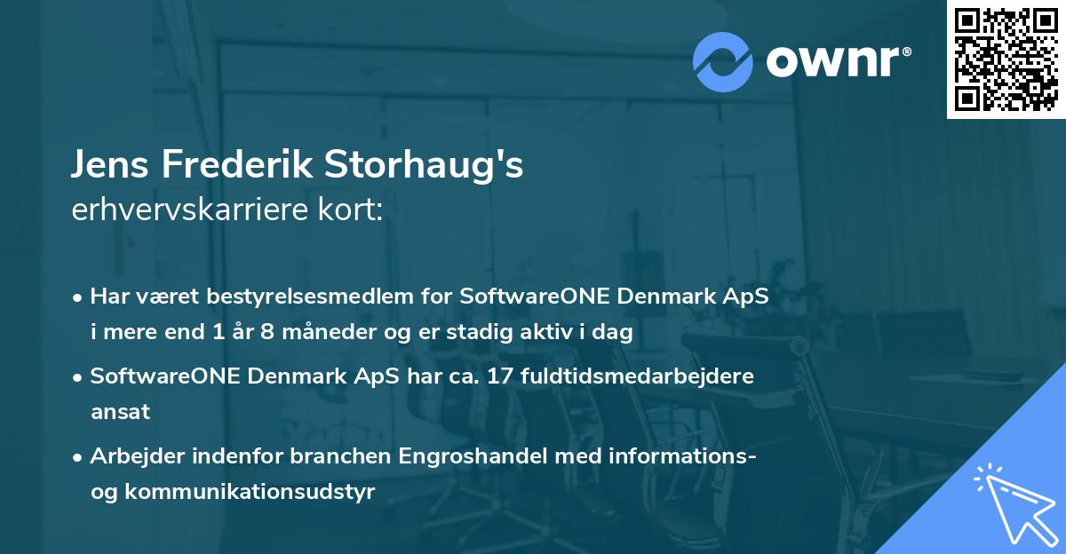 Jens Frederik Storhaug's erhvervskarriere kort