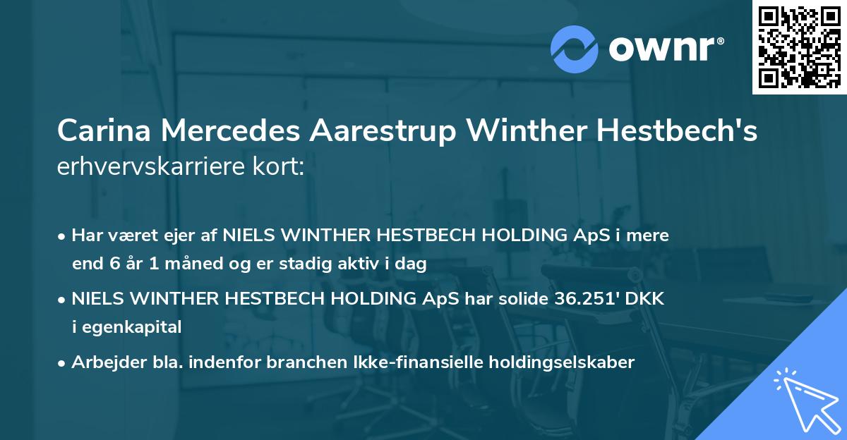 Carina Mercedes Aarestrup Winther Hestbech's erhvervskarriere kort