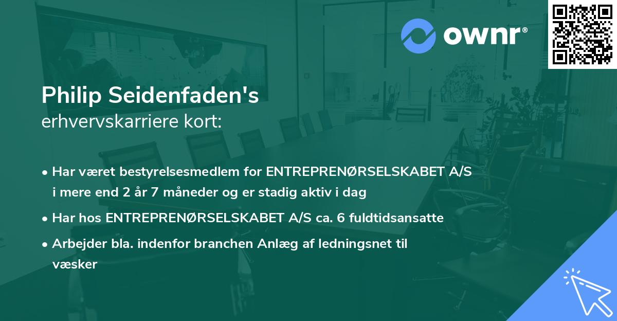 Philip Seidenfaden's erhvervskarriere kort