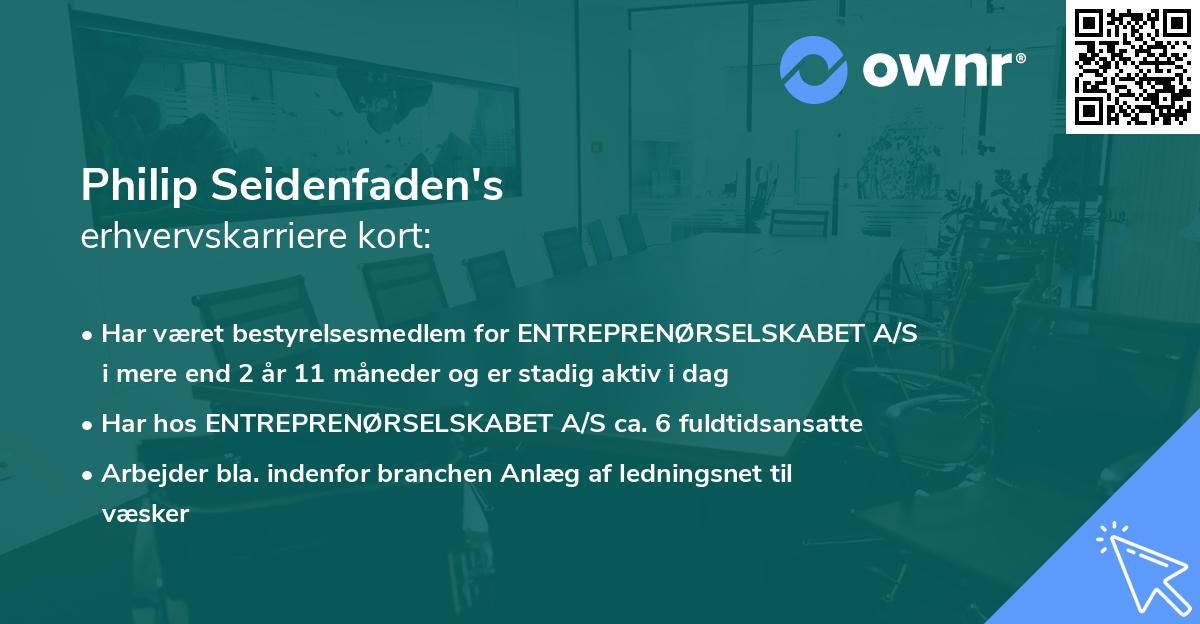 Philip Seidenfaden's erhvervskarriere kort
